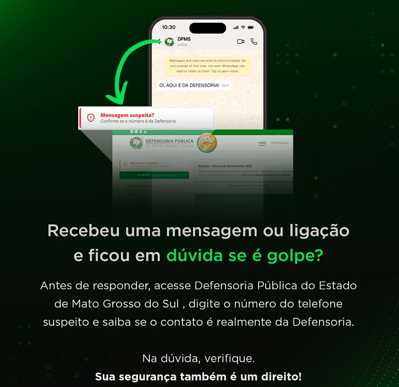 Defensoria Pública de MS lança ferramenta para verificar números de telefone e prevenir golpes